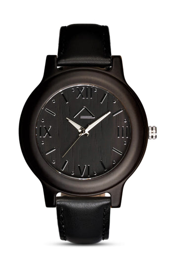 GALZIG with black leather strap - WOOD WATCHES WOODWATCH - ECO-FRIENDLY WATCHES HEADPEACE - HEADPEACE