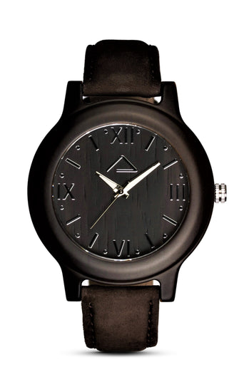 GALZIG with dark brown suede strap - WOOD WATCHES WOODWATCH - ECO-FRIENDLY WATCHES HEADPEACE - HEADPEACE