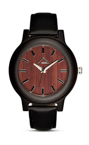 GAMPEN with black leather strap - WOOD WATCHES WOODWATCH - ECO-FRIENDLY WATCHES HEADPEACE - HEADPEACE