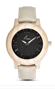 MATTUN with beige suede leather strap - WOOD WATCHES WOODWATCH - ECO-FRIENDLY WATCHES HEADPEACE - HEADPEACE