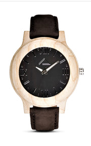 MATTUN with dark brown suede leather strap - WOOD WATCHES WOODWATCH - ECO-FRIENDLY WATCHES HEADPEACE - HEADPEACE