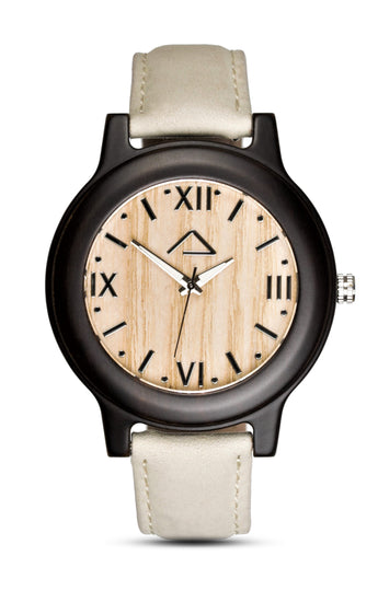 SCHINDLER with beige suede leather strap - WOOD WATCHES WOODWATCH - ECO-FRIENDLY WATCHES HEADPEACE - HEADPEACE