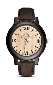 SCHINDLER with dark brown suede leather strap - WOOD WATCHES WOODWATCH - ECO-FRIENDLY WATCHES HEADPEACE - HEADPEACE
