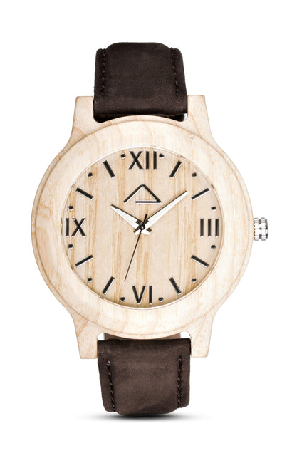 VALLUGA with dark brown suede strap - WOOD WATCHES WOODWATCH - ECO-FRIENDLY WATCHES HEADPEACE - HEADPEACE